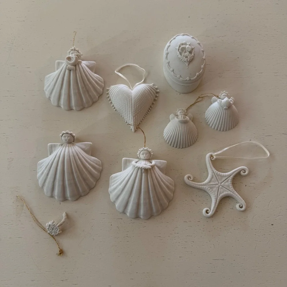MARGARET FURLONG Angel Ornaments Seashells Porcelain Broken Christmas